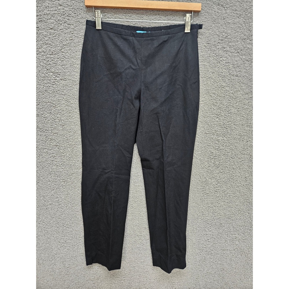 J.McLaughlin Straight Leg Pants 0 Black Stretch Side Zip Tapered Ankle Preppy